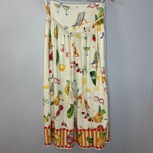 Calypso St. Barth Linen Maxi Skirt Party Time Picnic Lobster Coastal Women's L